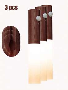 4/3/2/1 件木质壁灯带运动传感器夜灯,磁性壁灯,智能可充电 LED 棒灯,USB LED 夜灯,运动传感器壁灯和无线壁灯,便携式楼梯夜灯,木质壁灯,电池供电橱柜灯,橱柜下灯,用于运动检测的楼梯灯,适用于家庭卧室、走廊、厨房和浴室壁灯,防撞、防摔夜灯 - 彩色 - 查看 13