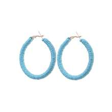 A Pair Bohemian Vacation Earrings, Raffia Wire-Wrapped Hoop Design For Gift Exchange Bold Unique Women Statement Earrings Beach Party Summer All Seasons - Màu Khaki - Xem 4