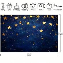 1 Blue Starry Sky Multifunctional Party Decoration Backdrop Banner, Suitable For Festive Occasions, New Year Celebrations, Photo Backgrounds, Various Holiday Celebrations, Birthdays, Weddings, Anniversaries, Room Decoration, Studio Props - Multicolor - View 4