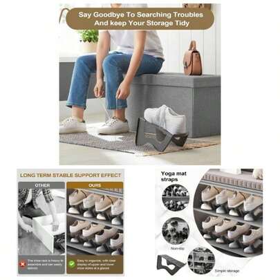 Shoe Space Saver, Shoe Stacking Organizer, Stackable Double - Layer Non - Slip Holder with Adjustable Design, Storage Solution Entryway Racks, Door Closets, Garage Shelves