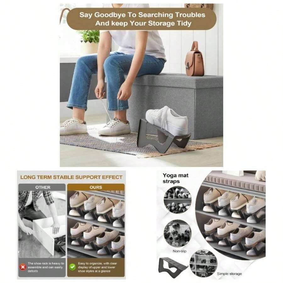 Shoe Space Saver, Shoe Stacking Organizer, Stackable Double - Layer Non - Slip Holder with Adjustable Design, Storage Solution Entryway Racks, Door Closets, Garage Shelves - atributo único - Ver 1