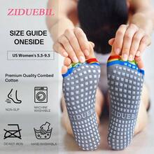 Women's Toe Separator Yoga Socks 5 - Pack - Non - Slip Grips, Barefoot Pilates Socks With Open Toes, Breathable Cotton Barre, Dance, Studio - Fits US 5.5 - 9.5+ Storage Bag - 最初的 - 查看 3