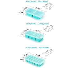 1PC 2/4/6Grid Silicone Freezer Mold With Lid Refrigerated Food Storage Box Food Box Ice Tray Mold Ice Box Fresh-Keeping Box - cyan-4Grid - 查看 8