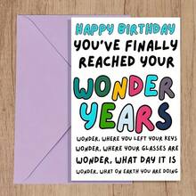 1 Pc Wonder Years Birthday Card Humorous Milestone Celebration With Vintage Red Envelope Retro Optimist Design Colorful Typography For 40th 50th 60th 70th Party Supplies Funny Birthday Cards Christmas Birthday Thank You Invitation Wedding Party Gathering Perfect For Boss Coworkers Workplace Birthday End Of Year Appreciation As Birthday Card Thank You Card Invitation Card Wedding Card With Red Envelope - Đỏ - Xem 6