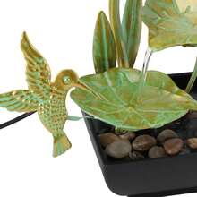 Decoración de Fuente USB con Forma de Hoja de Loto y Pájaro, Decoración de Fuente de Agua de Arte del Hierro, Decoración de Agua de Mesa para Sala de Estar, Vestíbulo de Entrada - 1 - Ver 9