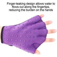 Swimming Gloves Webbed Swimming Gloves Webbed Swim Aquatic Training Gloves Sports Swimming Accessories Resistant Training, Neoprene Training Mittens with Wrist Men Women - Morado + M - Ver 6
