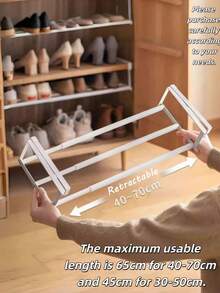 1pc Expandable Shoe Rack, Home Adjustable Shoe Cabinet With Layered Shelves, Hanging Storage Basket, Cabinet With Divider Shelves, Space-Saving Layered Shelves For Storing Shoes In Home Cabinets, Hanging Storage Rack - Multicolor - View 2