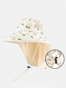 儿童防晒帽，新款春夏宽边沙滩防紫外线渔夫帽，适合男童和女童，适合3-8岁，图案随机