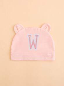 1顶婴儿粉色薄款26字母耳朵针织帽，可爱熊耳造型，柔软舒适轻便，适合0-3个月新生儿四季日常佩戴，多种字母可选 - 粉色 - 查看 33