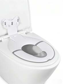1pc Foldable Children Toilet Training Seat With Suction Cup, Suitable For Travel, Also Fit For Adult Toilet | Sturdy Suction, Adjustable Length | Anti-Slip & Splash Guard, Easy To Clean, White