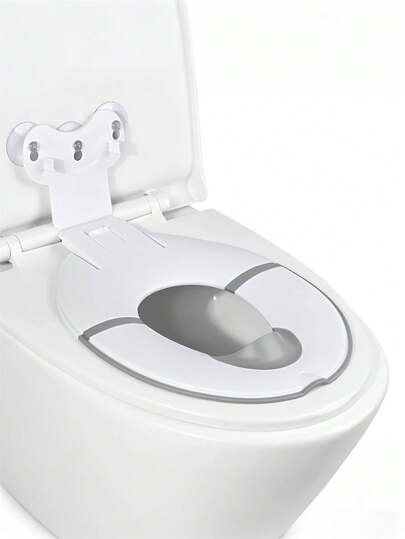 1 st hopfällbar toalettstol för barn med sugkopp, lämplig för resor, passar även för vuxentoalett | Robust sugkraft, justerbar längd | Halkskydd och stänkskydd, lätt att rengöra, vit