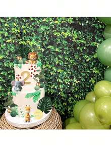 27 chiếc hoặc 1 chiếc Topper hình động vật sư tử voi hươu cao cổ lá cọ bóng xốp cho trang trí bánh sinh nhật theo chủ đề động vật hoang dã - động vật hạnh phúc - Xem 4
