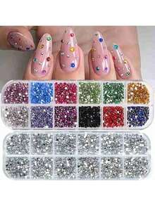 32,000颗40色树脂果冻水钻（随机颜色混合），用于美甲装饰，3mm/4mm/5mm平底宝石，适合手工制作，闪亮套装，可用于服装、鞋子、美甲、化妆、钻石画等。 - 彩色 - 查看 4