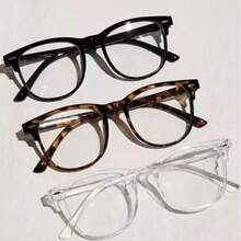 4pcs Unisex Square Frame Daily Wear Optical Glasses, Campus Style Face-Flattering Blue Light Blocking Glasses - 熱的 - 查看 12