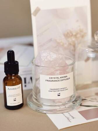 1 st aromsten eterisk olja diffusor, naturlig kristallsten eterisk olja heminredning, högkvalitativ kristallkopp med glaslock för doft., bästa vän presenter, present till kvinna, vinterpresent, ljus heminredning.