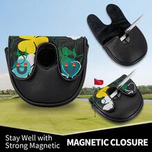 Black Floral Pattern Golf Club Head Cover, PU Material, Dust-Proof And Wear-Resistant, Embroidered Design, The Best Choice For Protecting Your Golf Clubs. - Black - View 5