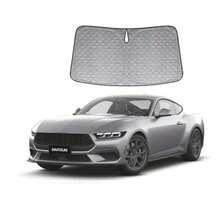 6 Layers Thick WindScreen Sunshade For  Mustang 2024-2025 Certified Foldable Windshield Sun Visor Proven To Block 99% UV Rays Heat Shield Cover Keeps Car Cool - Silver - View 1