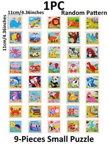 1/4/8/12/24/40片装儿童9片木制拼图玩具，完美的圣诞礼物，儿童拼图，幼儿园早教教具，适合所有年龄段自闭症儿童，理想的节日礼物