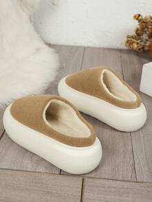 Pantuflas casuales de otoño para mujer, con parte superior de felpa y forro térmico, cálidas, suaves, ligeras y cómodas, de fácil deslizamiento para usar en interiores y en casa - Marrón - Ver 5