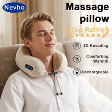 3D揉捏电动按摩枕，加厚记忆棉U型颈枕，Type-C充电。适合旅行、办公和居家使用，带来舒适放松体验。节日送礼佳品。