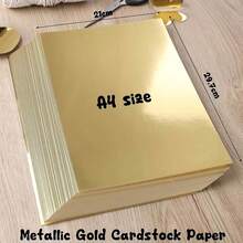 10/20 Sheets A4 Metallic Gold And Silver Card Stock Sheets For Crafting, Invitations, And Office Supplies - C And Eye-Catching! Single Side - Gold - View 8