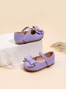 Cute Bowknot Flat Comfortable Baby Shoes For Girls, Autumn/Winter - Purple - View 5