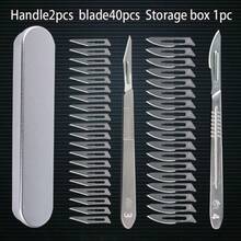 43pcs Daily Carving Tool Set, Including 40pcs #11 #23 Carbon Steel Scalpel Blades, Handles, Blade Holder And Storage Box, Suitable For Crafts, Phone/PCB Repair, DIY Modeling, Paper Cutting, Bonsai, Industrial Plastic Trimming