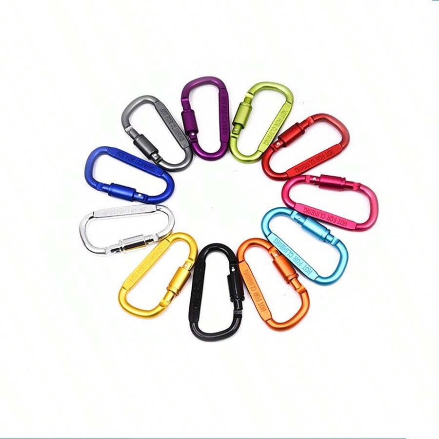 Móc khóa carabiner nhôm chắc chắn, khóa cài ba lô thể thao ngoài trời hình chữ D, khóa dây đeo carabiner cho cắm trại, leo núi và các hoạt động ngoài trời - Nhôm bền 8cm với thiết kế vòng chữ D thanh lịch, thiết bị cắm trại, vật dụng cần thiết khi cắm trại. - Nhiều màu - Xem 1
