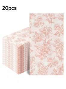 20pcs/40pcs/60pcs/80pcs/100pcs/200pcs/Set 2-Ply Soft Long Pink Begonia Pattern Napkins, Unfolded 33cm*40cm, For Party Lunch Napkins, Guest Towels, Decorative Paper, Birthday Decorations, Wedding Anniversary, Graduation Party Decorations - Multicolor - View 9