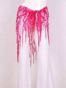 1件女士肚皮舞裙，裙摆饰有硬币，舞蹈表演服，亮片舞台服装；1条女士肚皮舞臀巾，饰有银/金币 - 彩色 - 查看 14