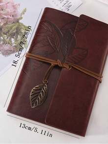 复古皮革笔记本，哑光表面，空白内页 - 硬壳笔记本，金属扣环，螺旋装订