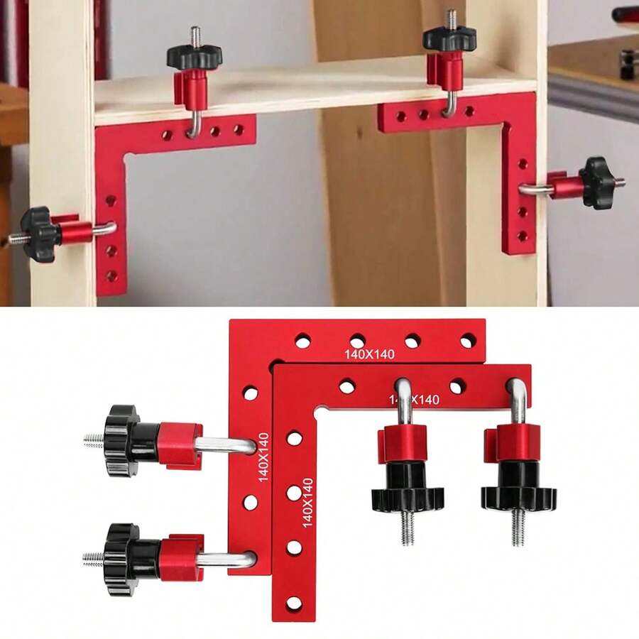 Escuadras de Posicionamiento 90 Grados, Juego de 6 Aleación de Aluminio de Posicionamiento de Superficie Abrazaderas,Abrazadera de Esquina Tipo L Herramientas Carpinteria - 140 x 140 mm - Ver 1