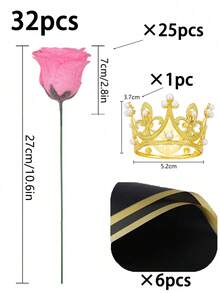 20/10支闪亮玫瑰花束，DIY人造闪光玫瑰花束，红色仿真花，人造玫瑰，永不凋谢的闪亮人造玫瑰花束，适用于周年纪念、订婚、结婚礼物、家居装饰、办公室和厨房装饰、派对装饰、房间装饰、情人节装饰、母亲节装饰、情人节礼物、生日礼物、毕业礼物（不含礼品袋） - 彩色 - 查看 19