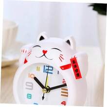 2 Piezas De Reloj Despertador con Forma De Gato De Dibujos Animados Lindo Reloj De Escritorio Reloj De Mesa Nmeros Grandes Y Mano De Obra Exquisita - Blanco - Ver 10