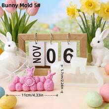复活节快乐标语兔子蜡烛模具 3D兔子香薰蜡烛石膏模具 DIY花兔设计手工蜡烛制作模具 - 白色 - 查看 11