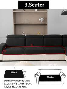 1件装弹力沙发套，防滑全覆盖沙发座套，四季皆宜，加厚面料，可机洗，防尘，宠物友好，装饰性沙发保护套，可调节尺寸，适用于转角沙发、卧室、办公室、客厅、L型沙发以及1/2/3/4人座沙发。 - 黑色 - 查看 18