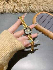 1件金色方形竹结女士石英表，精致时尚，适合日常佩戴，也可作为生日/毕业礼物或派对礼物 - 金色 - 查看 6