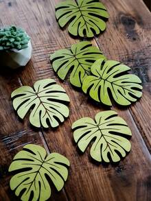 6件套竹制杯垫，天然木纹杯垫，隔热杯垫，防滑餐垫，圣诞节最佳选择，感恩节完美礼物 - 彩色 - 查看 10