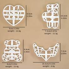 情人节心形玫瑰系列印章模具 卡通心形熊钻石压花烘焙饼干模具 手工情人节礼物饼干蛋糕模具 适用于日常使用、生日、情人节、母亲节等各种节日手工饼干模具礼品
