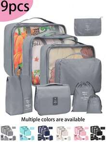 9/1pc Foldable Travel Organizer Bags, Large Capacity Waterproof Packing Cubes, Luggage Organizer Bags, Shoe Bags, Drawstring Bags, Travel Organizers, Cosmetic Bags, Underwear Bags, Makeup Bags, Storage Bags, Organizers For Clothes, Suitable For Pens, Eyeshadow Brushes, Sanitary Napkins, Lipsticks, Eyeliners, Lip Glosses, Skincare, Toothbrush Holders, Soaps, Shampoos, Combs, Watches, Phones, Necklaces, Jewelry, Electronics - Multicolor - View 11