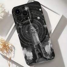 2026 nueva funda de teléfono esmerilada, funda de teléfono con diseño de torre y patrón cósmico para  17 15 Pro Max  17 14 Pro  17 13  Galaxy S23 S22 S21 protector de teléfono funda de pareja regalo para novio novia regalo de vacaciones - Blanco antiguo - Ver 6