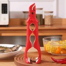 1个升级版三合一多功能耐热碗夹 - 防滑耐热设计，稳固夹持盘子/碗，内置开瓶器，适用于厨房、餐桌、酒店、餐厅，耐用聚丙烯材质，餐盘架，酒店行业，餐饮员工 - 彩色 - 查看 12