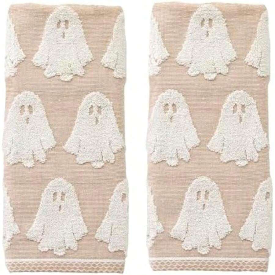 SKL Home Juego de 2 Toallas de Mano Jack O Lantern para baño, Cocina, Bar y Regalo(Bronceado) - Multicolor - Ver 1