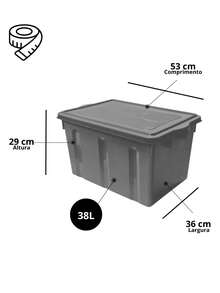 Kit 6 Caixa Organizadora Preta 38L Com Tampa Reforçada Armazenamento Prático Com Design Versátil - Preto - Visão 6