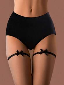 2PCS/1PC Women Bow Leg Ring Elastic Thigh Garter Belt Sexy Underwear Accessories, Rave - Black - View 1