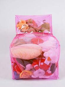 Large Capacity Sofa Storage Bag, Transparent Plush Storage Bag, Washable, Durable PVC Material - Pink - View 5