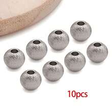 10pcs Stainless Steel Beads Textured Metal Spacer Round Tiny Stardust Frosted Matt Sparkle Glitter Ball Bead For DIY Bracelets Jewelry Making Crafts Supplies - Multicolor - View 10