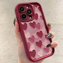 Funda de teléfono elegante Funda de teléfono - Funda de teléfono con patrón de corazón rojo de pintura al óleo artística y creativa, adecuada para iPhone 16/16Pro/16Promax/16Plus/15/15Plus/15Pro/15Promax, 14/14Plus/14Pro/14Promax, 13/13Pro/13Promax, 12/12Pro/12Promax, 11/11Pro/11Promax, 7/8Plus, Xr/Xs/Xsmax Presenta un estilo más individualista. - 1 pieza - Ver 5