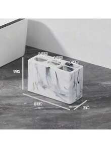 White Marble Texture Bathroom Toothbrush Holder, Electric Toothbrush & Toothpaste Organizer Suitable For Vanity, Shower Area And Countertop - White Imitation Toothbrush Holder/comb Holder - View 9