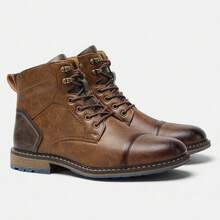Men's Boots Vintage Commuter Ankle Boots Colorblock Upper Rubber Dual-Color Non-Slip Sole Inner Zipper Outdoor Casual Men's Boots - Camel - View 6